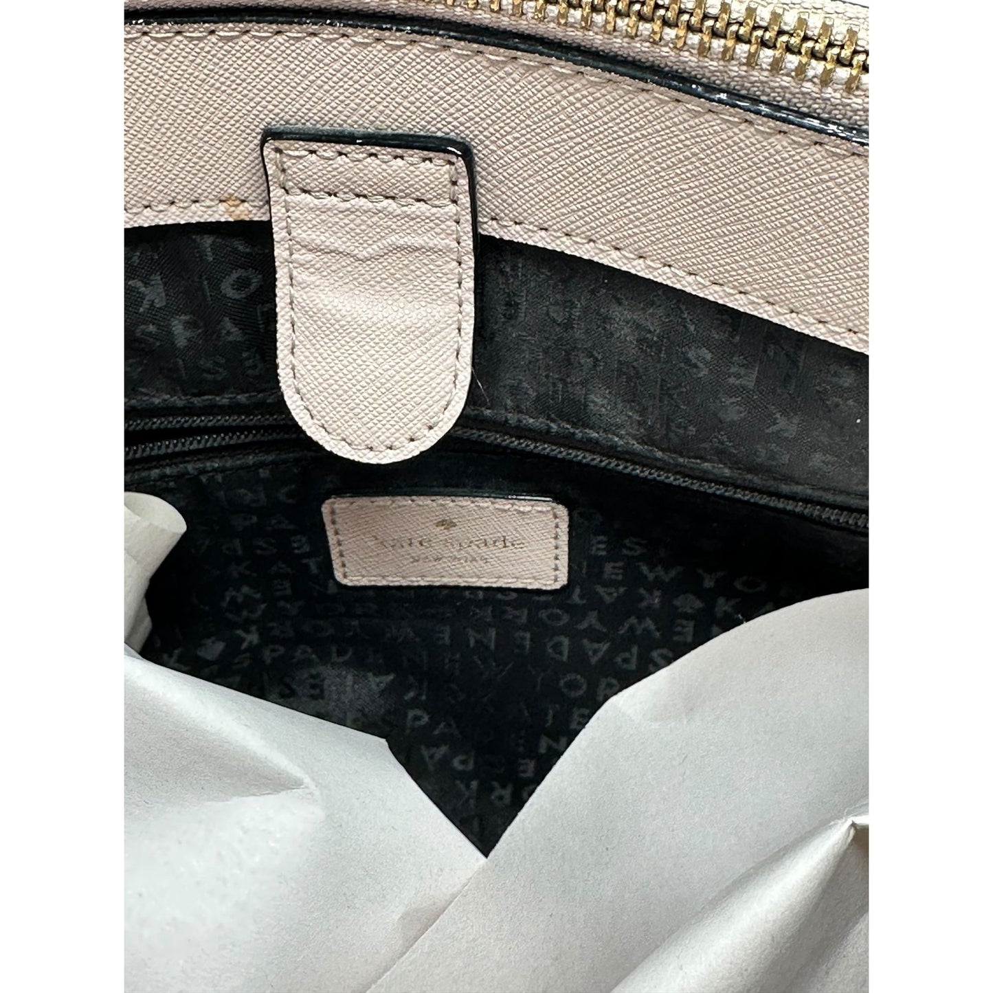 Kate Spade Womens Leighann Laurel Way Leather Satchel Almond/Black Handbag