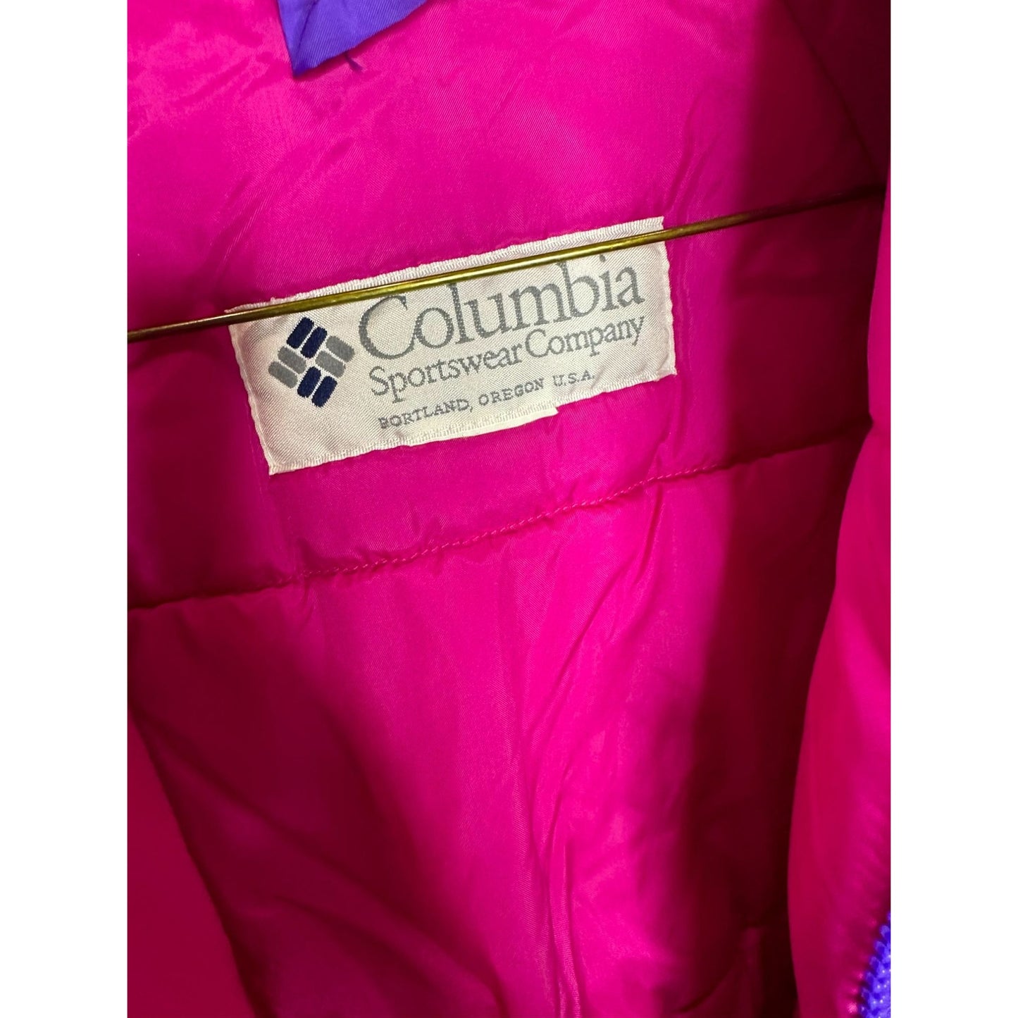 *Vintage Columbia Kids Reversible Sportswear Jacket Pink Purple Radial Sleeve 14