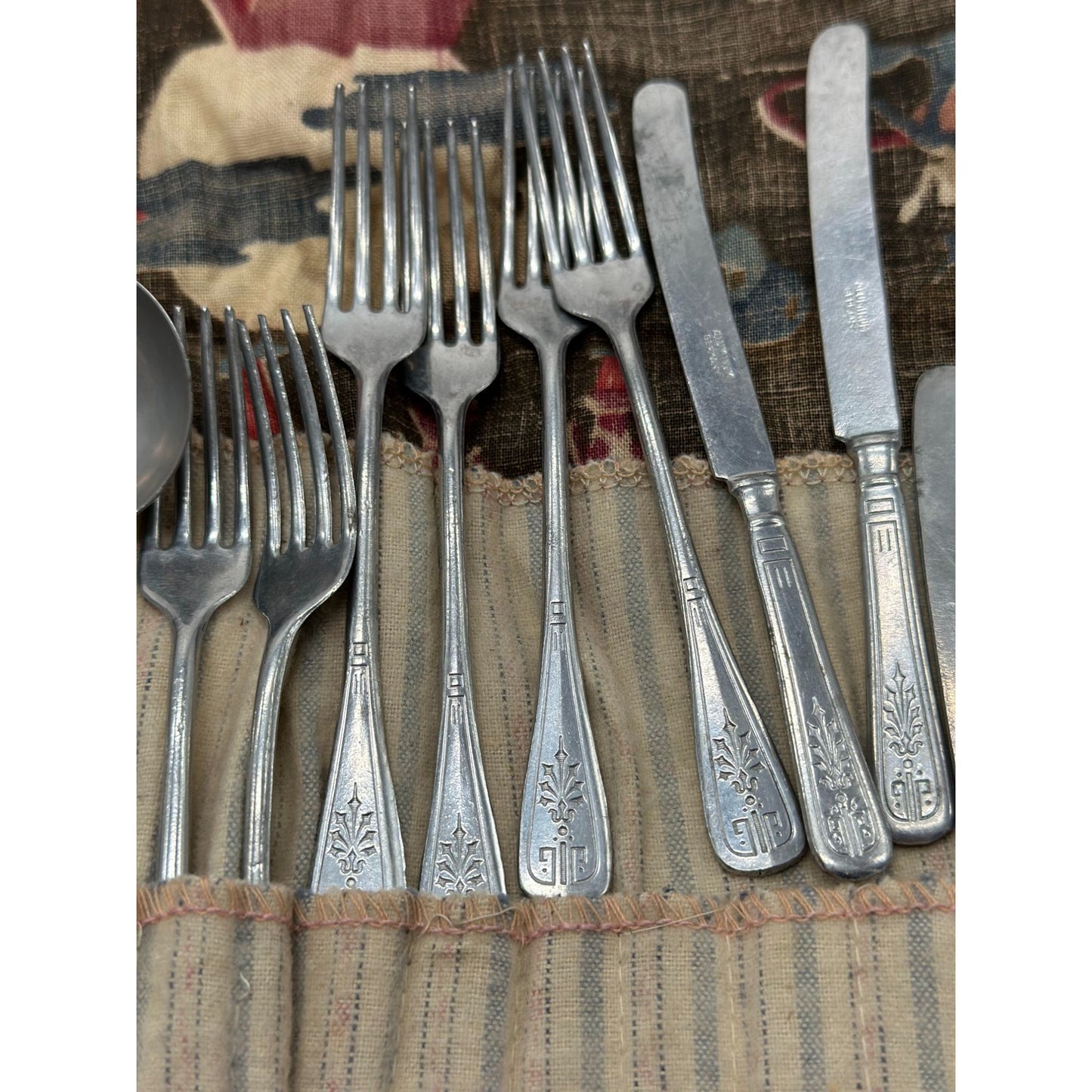 Vintage Antique Silver Plated Aluminum German Cutlery Spoon Forks Kitchenware