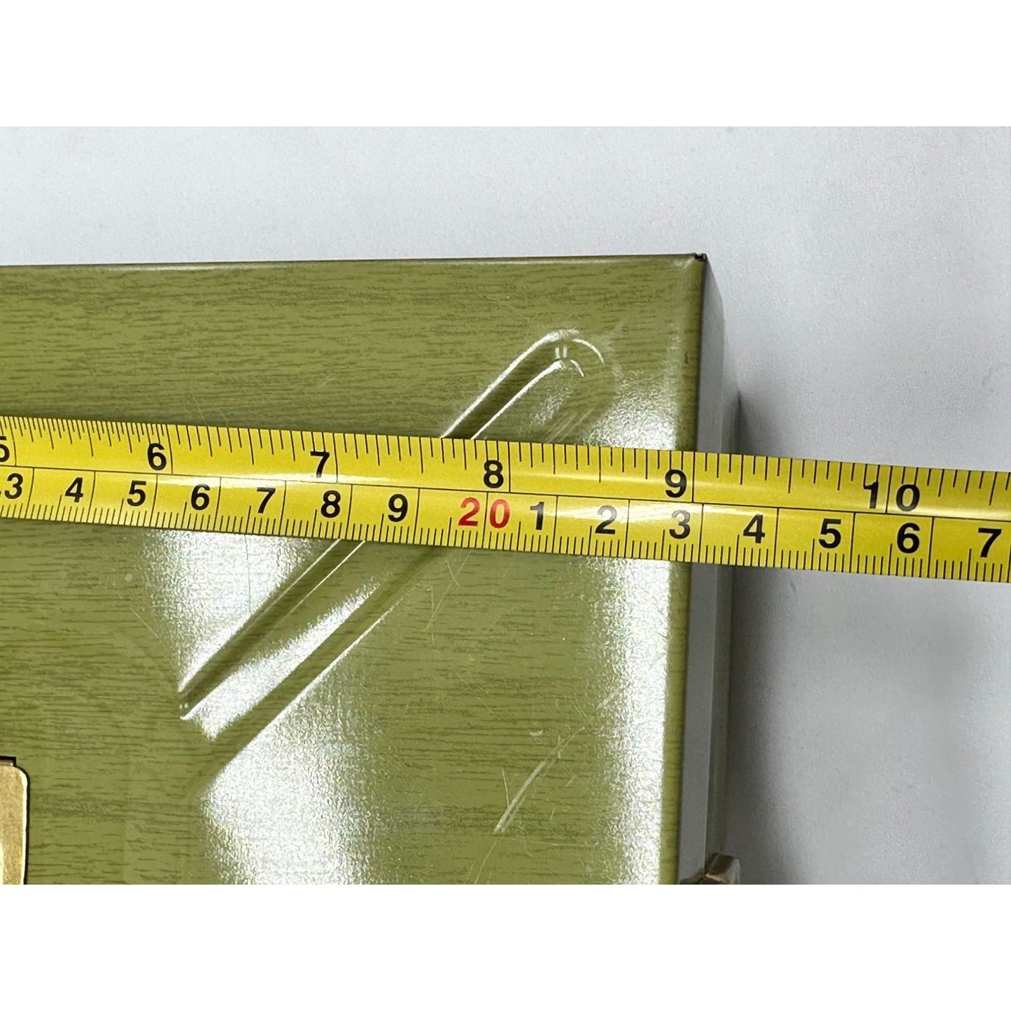 Vintage Olive Green Metal Box Safe Storage for Cancelled Checks 4.5" x 9"