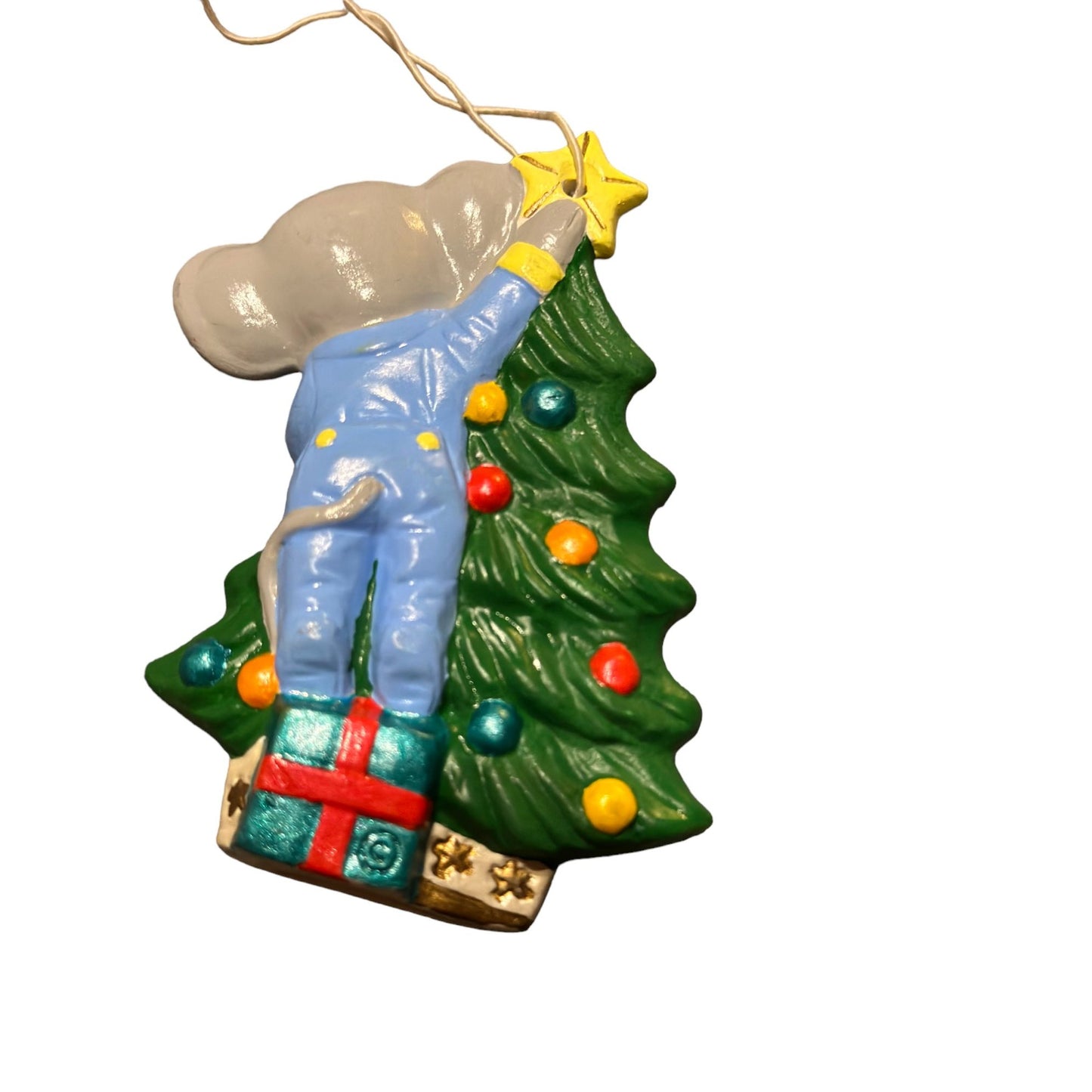 Vintage Alberta's Ceramic Mouse Tree Holiday Christmas Ornament Charming Collectible Decoration