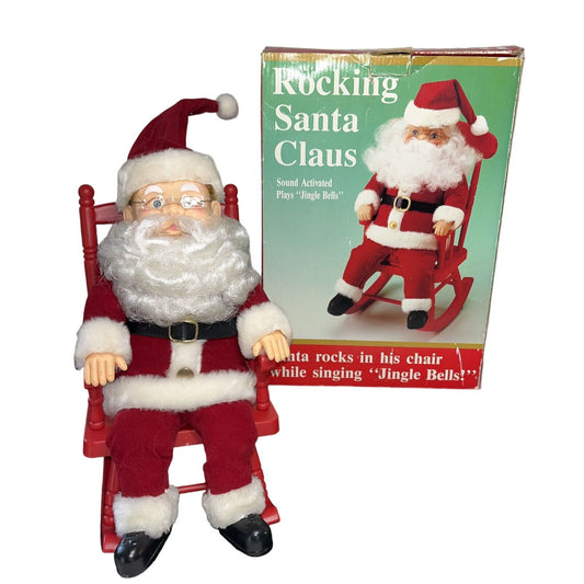 Vintage Santa Claus Rocks in His Chair While Singing Jingle Bells 1991 New in Box