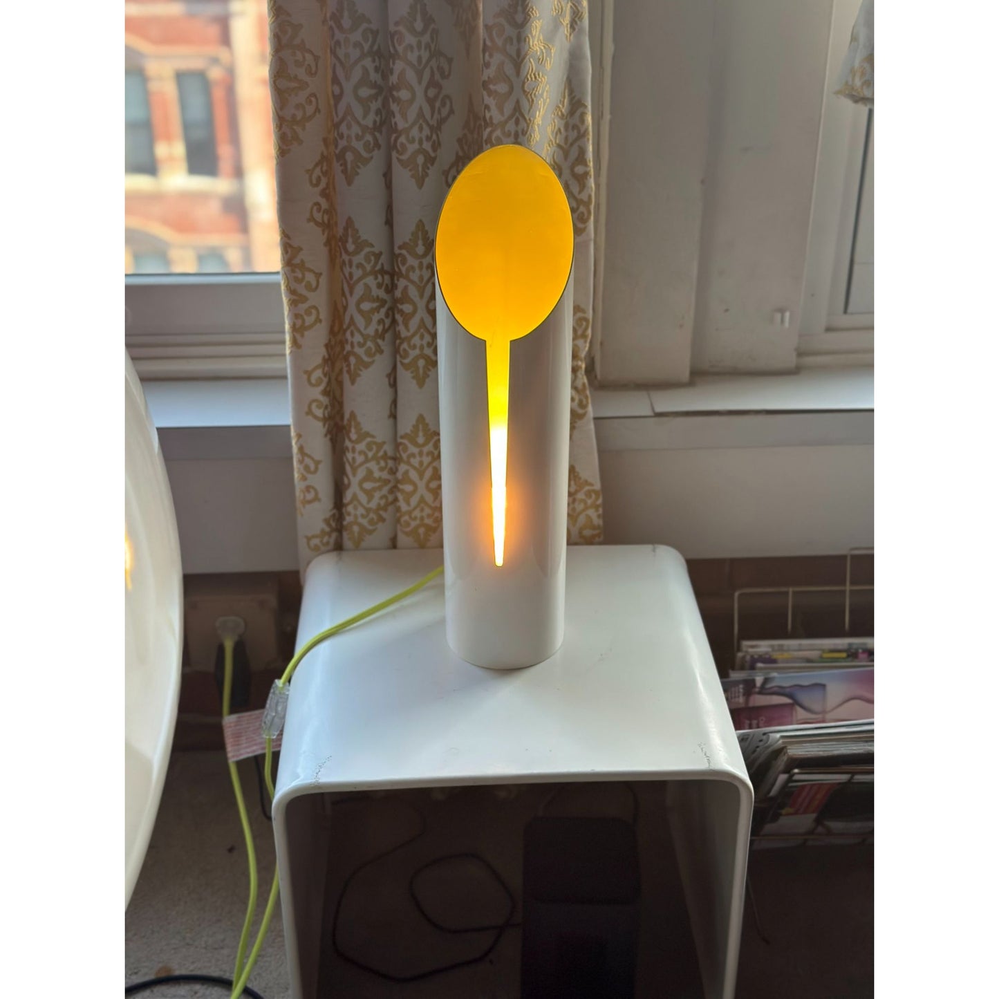 Early 21st Century Mid Century Modern Style Yellow Enamel Canister Lamps