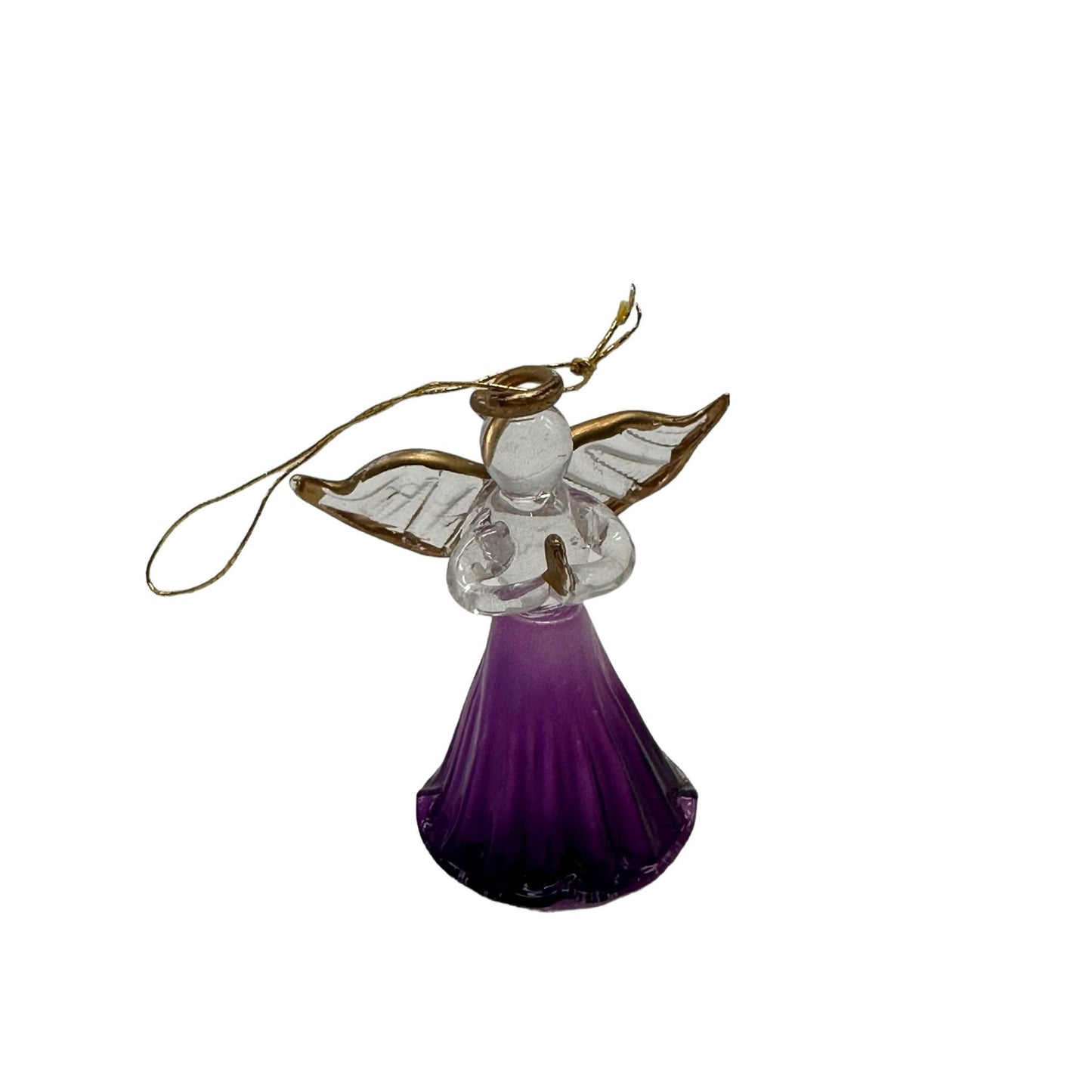 Hand Blown Glass Lavender Fairy Angel Christmas Ornament Collectible Rare