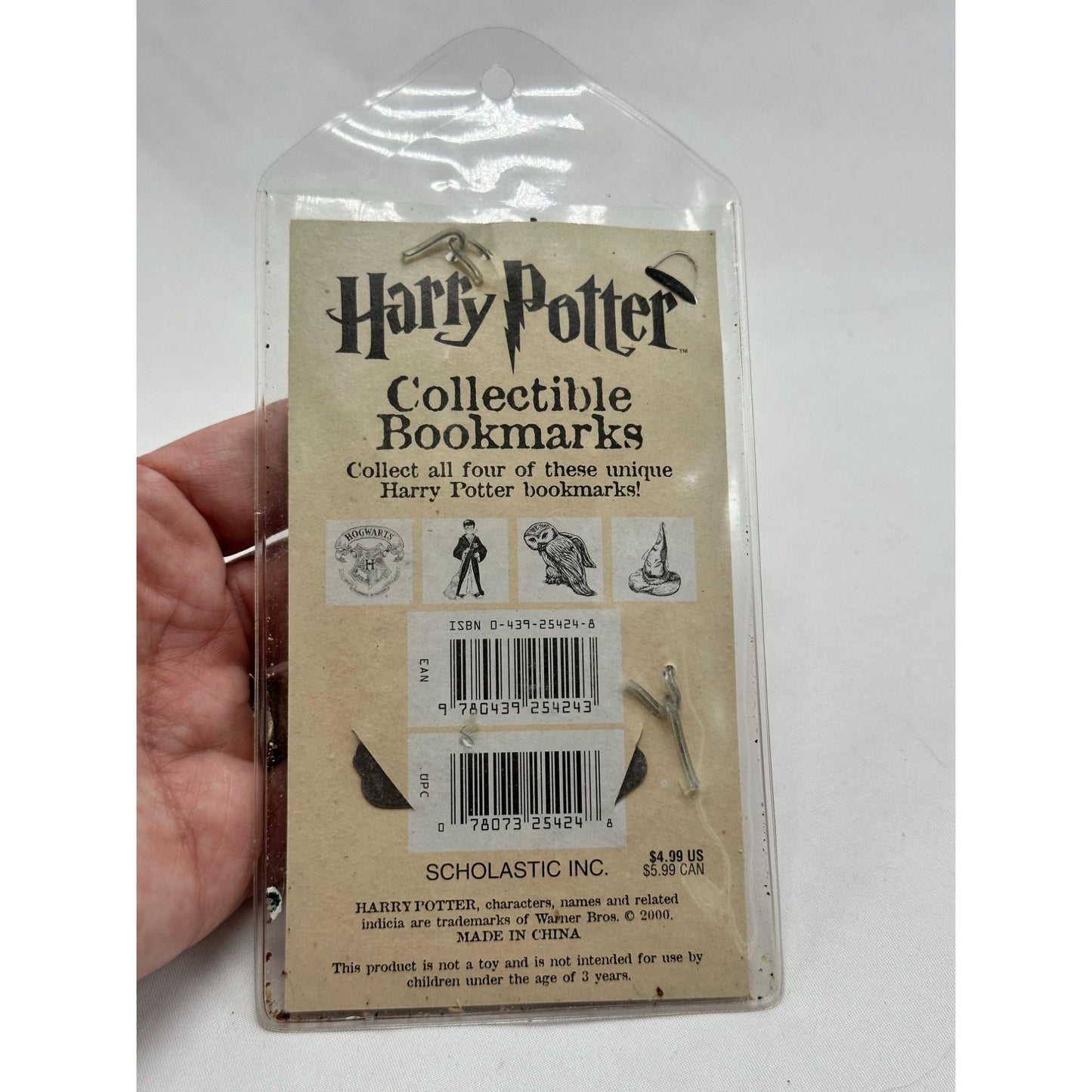 Vintage Scholastic Harry Potter Collectible Metal Bookmark Wizard Broom Cloak