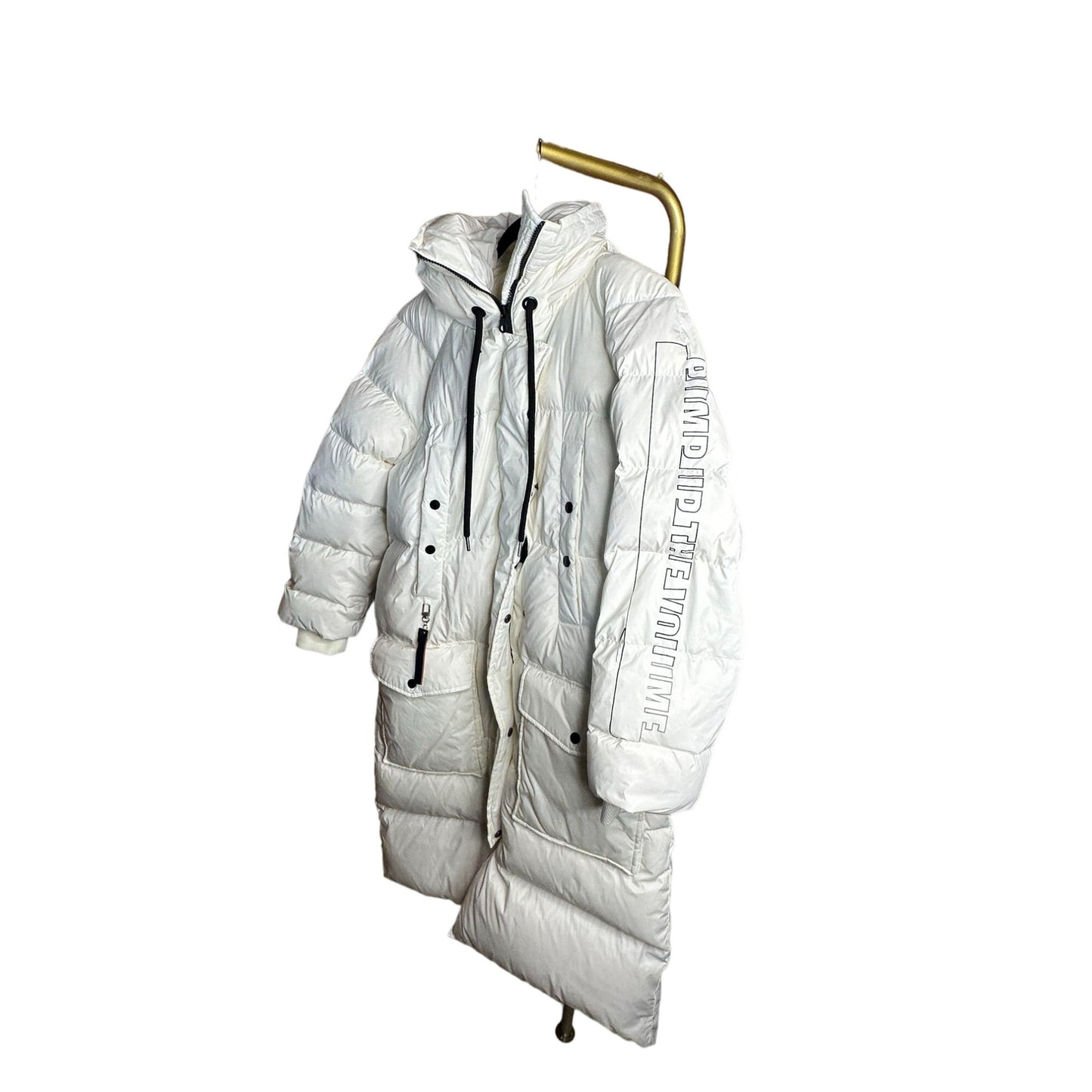 The Cover Down Filled Quilted Puffer Coat Jacket Winter Warmth & Style Youth Sounds Hidden Track White Size Large