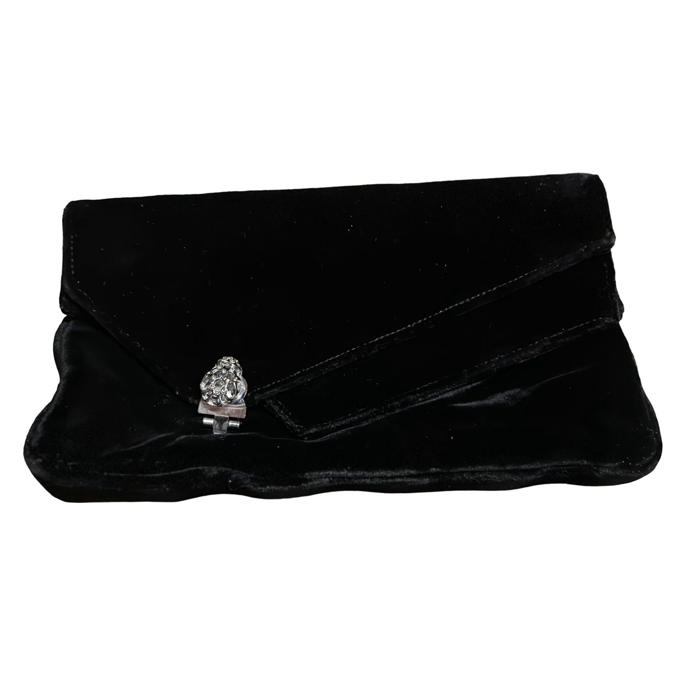 Garay Womens Embellished Faux Diamond Brooch Velvet Party Clutch Handbag Black