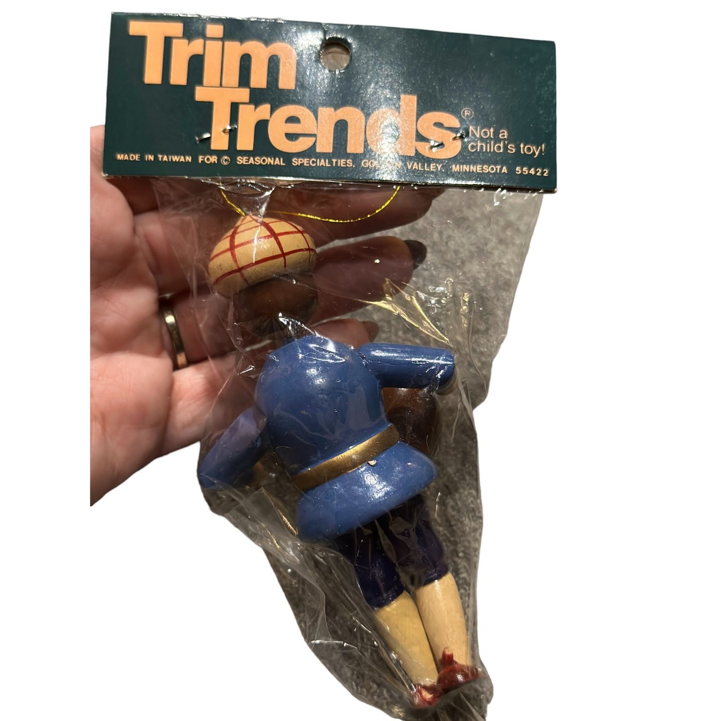 Vintage Trim Trends Not a Child Toy Boy Football Ornament Collectible Taiwan