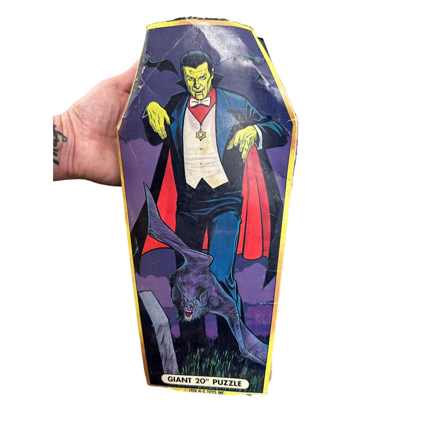 Vintage HG Toys 1974 Dracula Puzzle Coffin Box Monstrous Rare find Collectible
