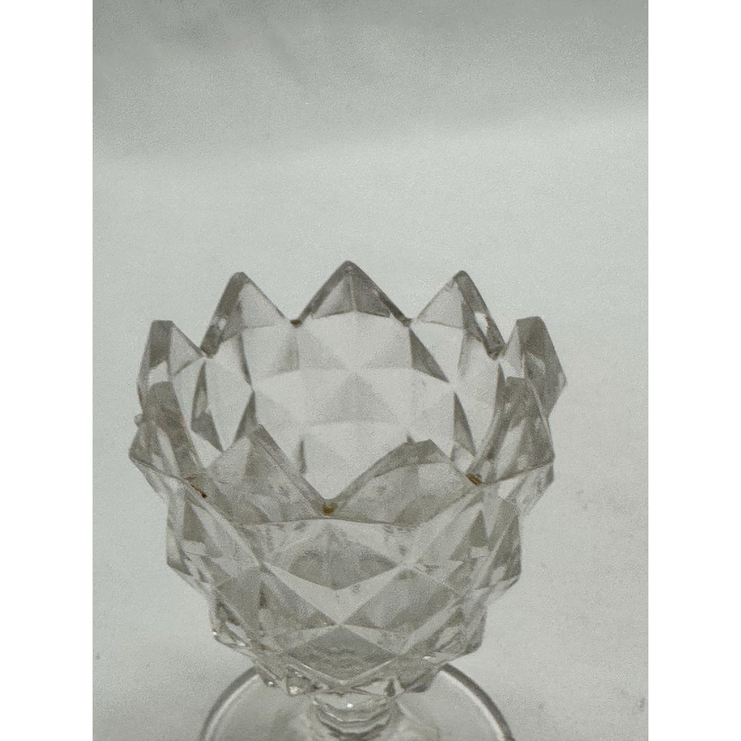 Vintage EAPG Salt Cellar Dip Pattern Glass Clear Sawtooth Wine Glass Rare Find