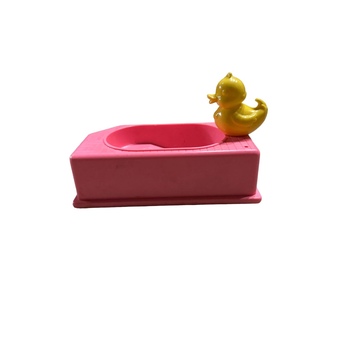 Vintage Fisher Price Loving Family Styled Pink Rubber Duck Bath Tub 1990