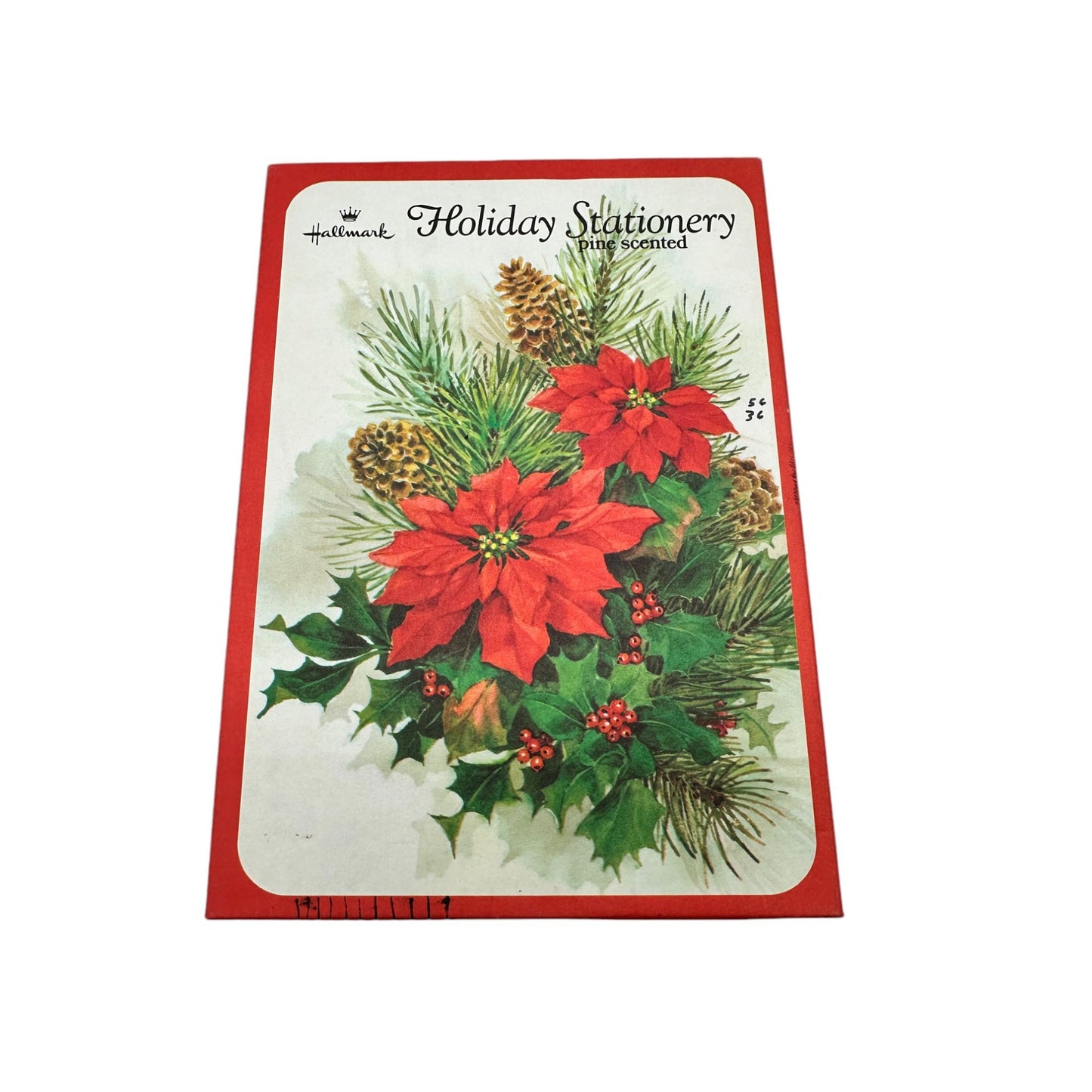 Vintage Hallmark Holiday Stationery Set Matching Envelopes Red Green