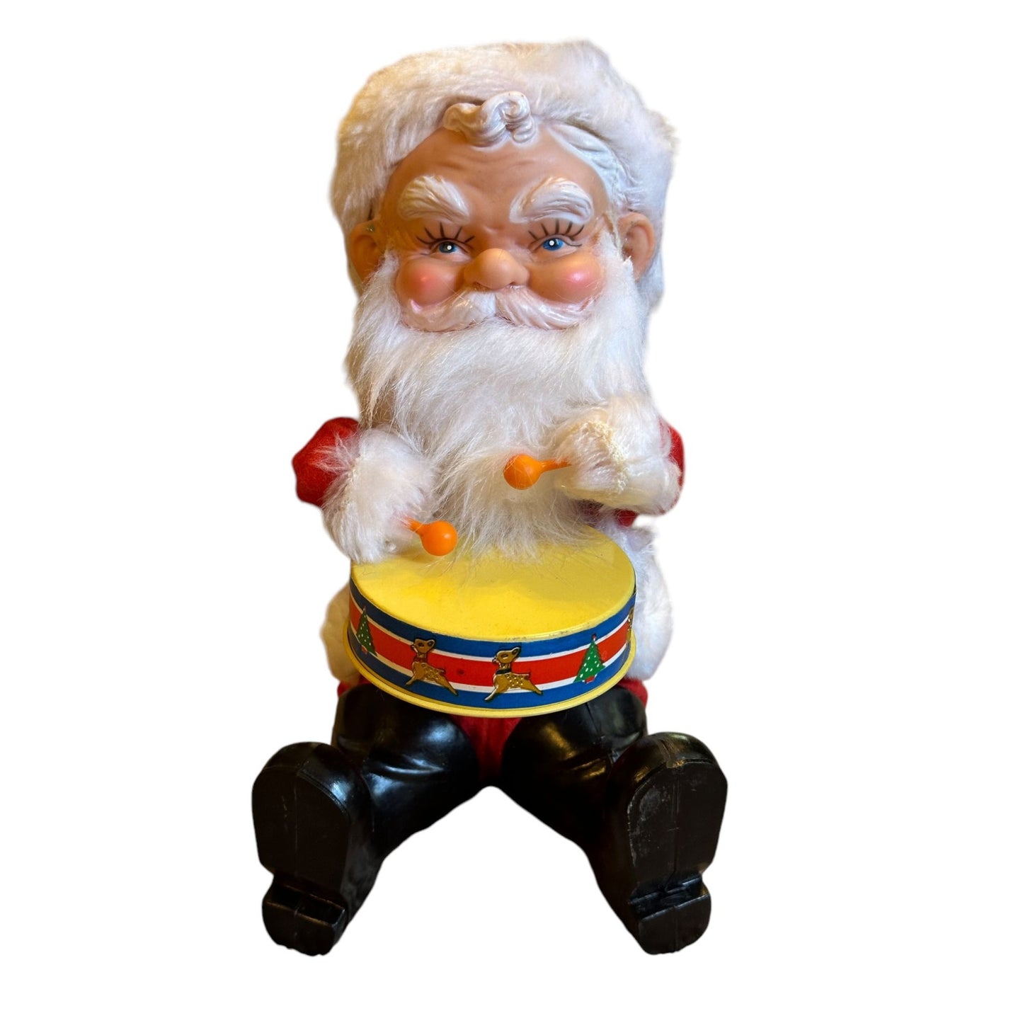 Vintage 1978 Santa Claus Drummer Doll 8" Tall Collectible With Black Boots & Red Outfit