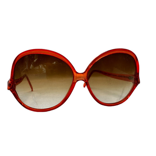 Womens Oversized Round Exposed Lens Butterfly Sunglasses Red Black Original Case