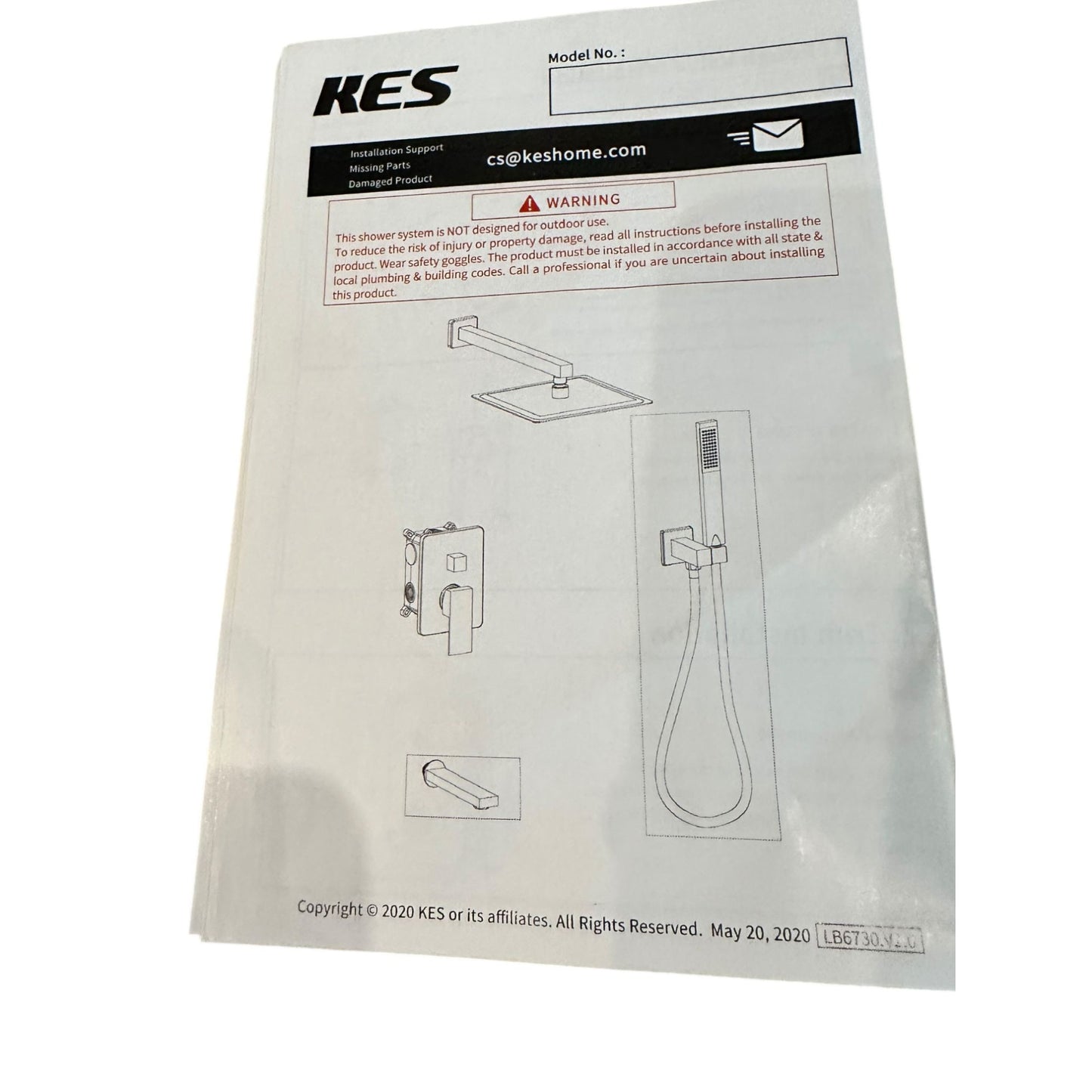 KES Modern Brushed Nickel Shower System With Handheld Spray & Rainfall Head NIB