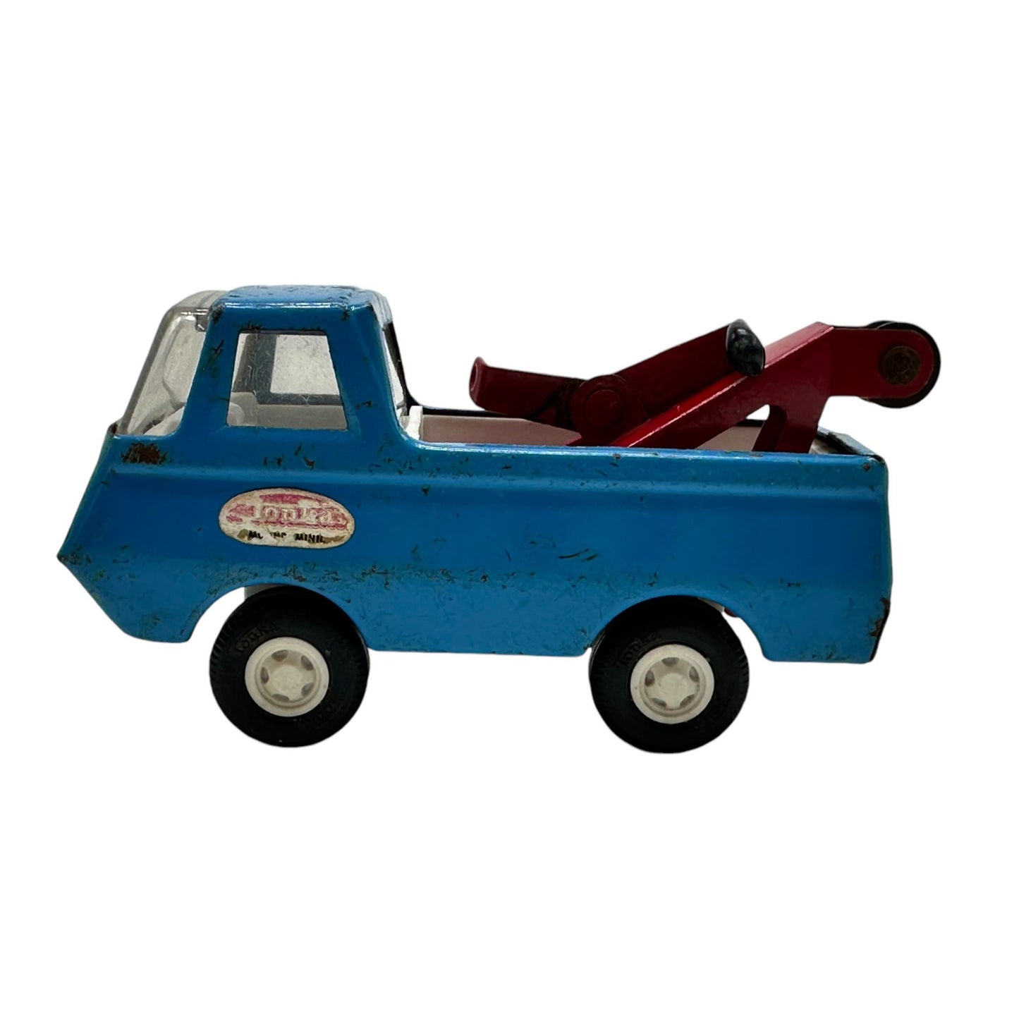 Vintage Tonka Blue & Red Metal Tow Truck Toy Collectible