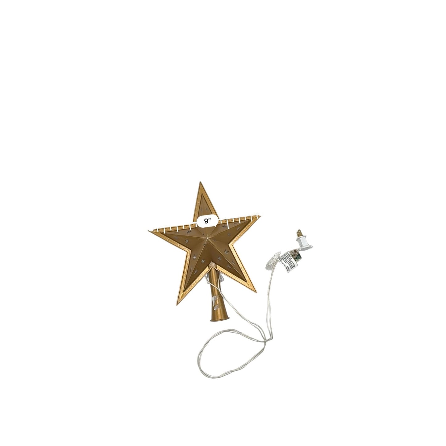 Gold & Clear LED Star Christmas Tree Topper With Intricate Design & Plug-In Cord