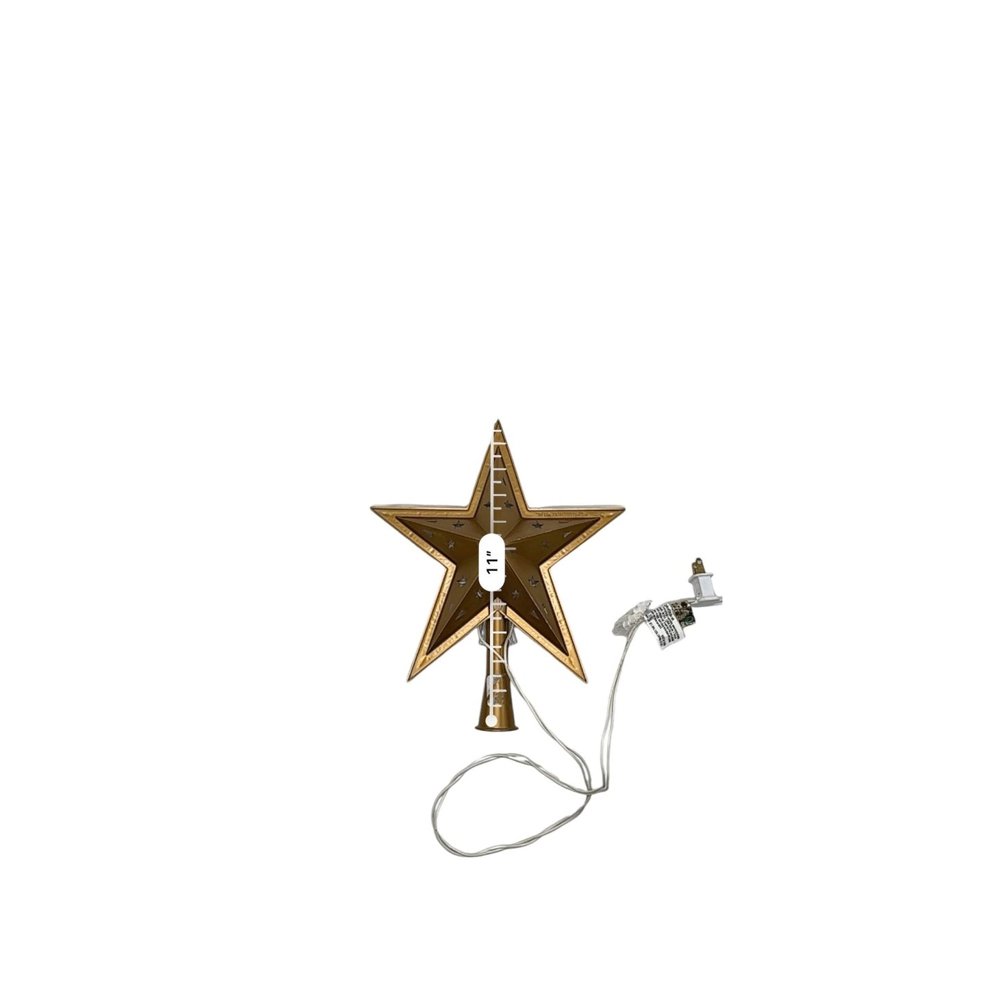 Gold & Clear LED Star Christmas Tree Topper With Intricate Design & Plug-In Cord