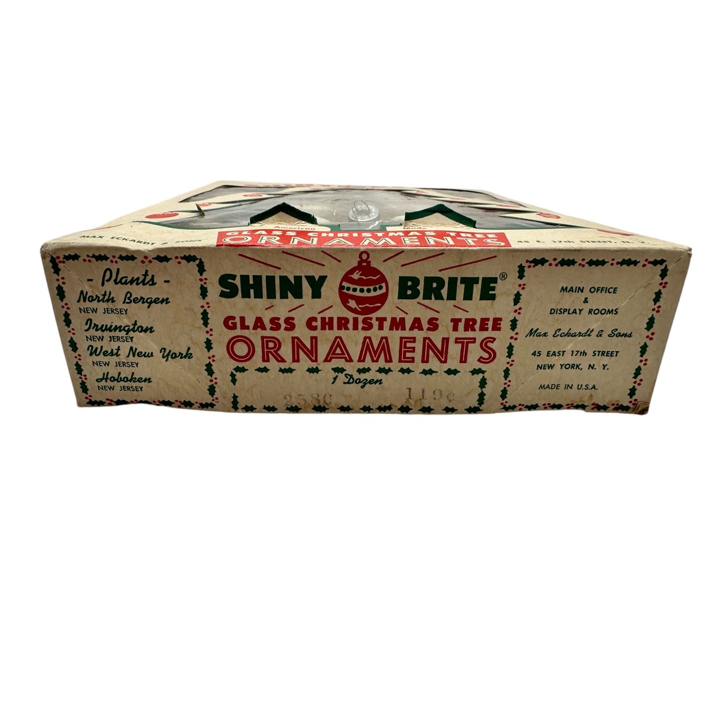 Vintage Shiny Brite Glass Christmas Tree Ornaments 12 Pcs in Original Box