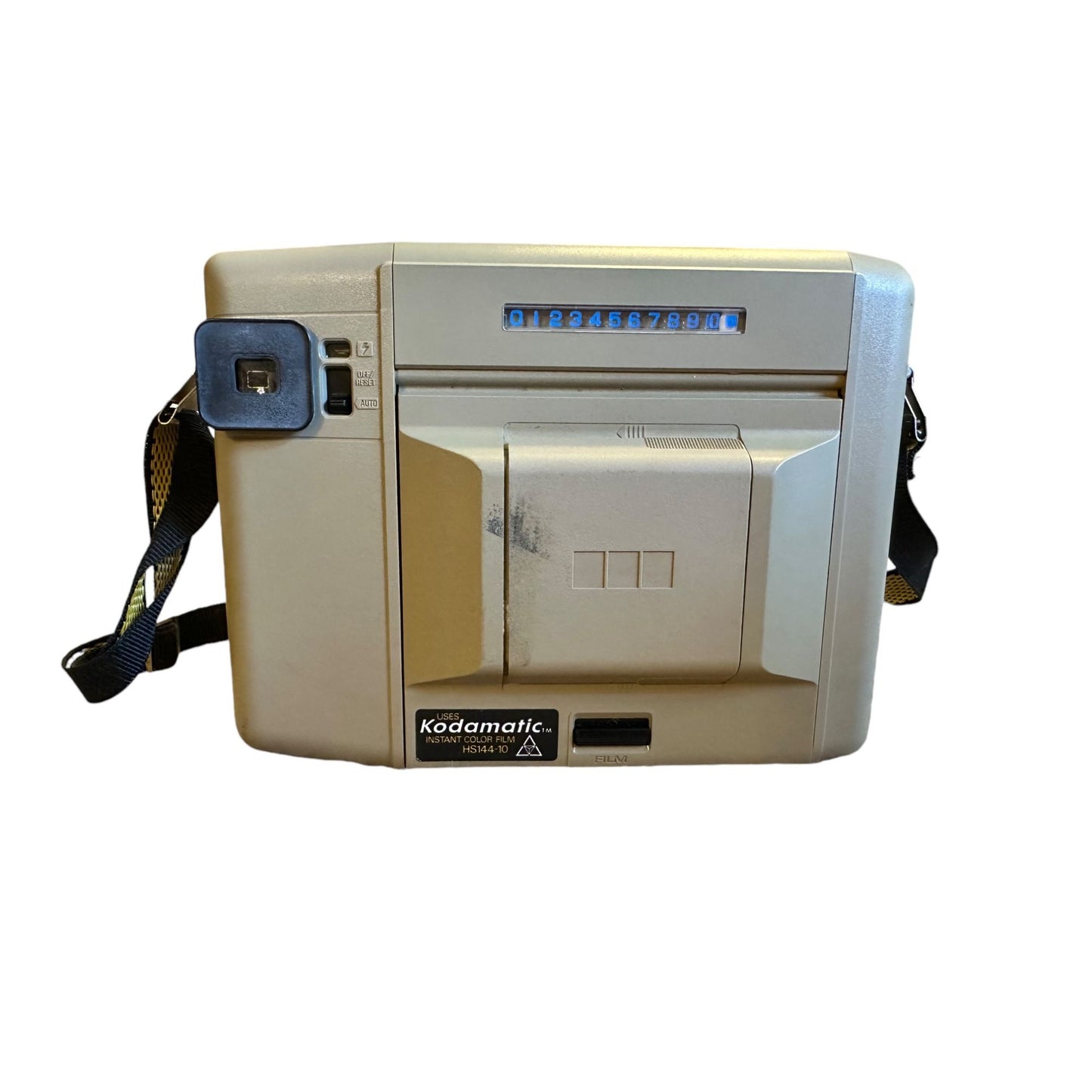 Kodamatic Instant Polaroid Camera With Electronic Flash & Yellow Strap