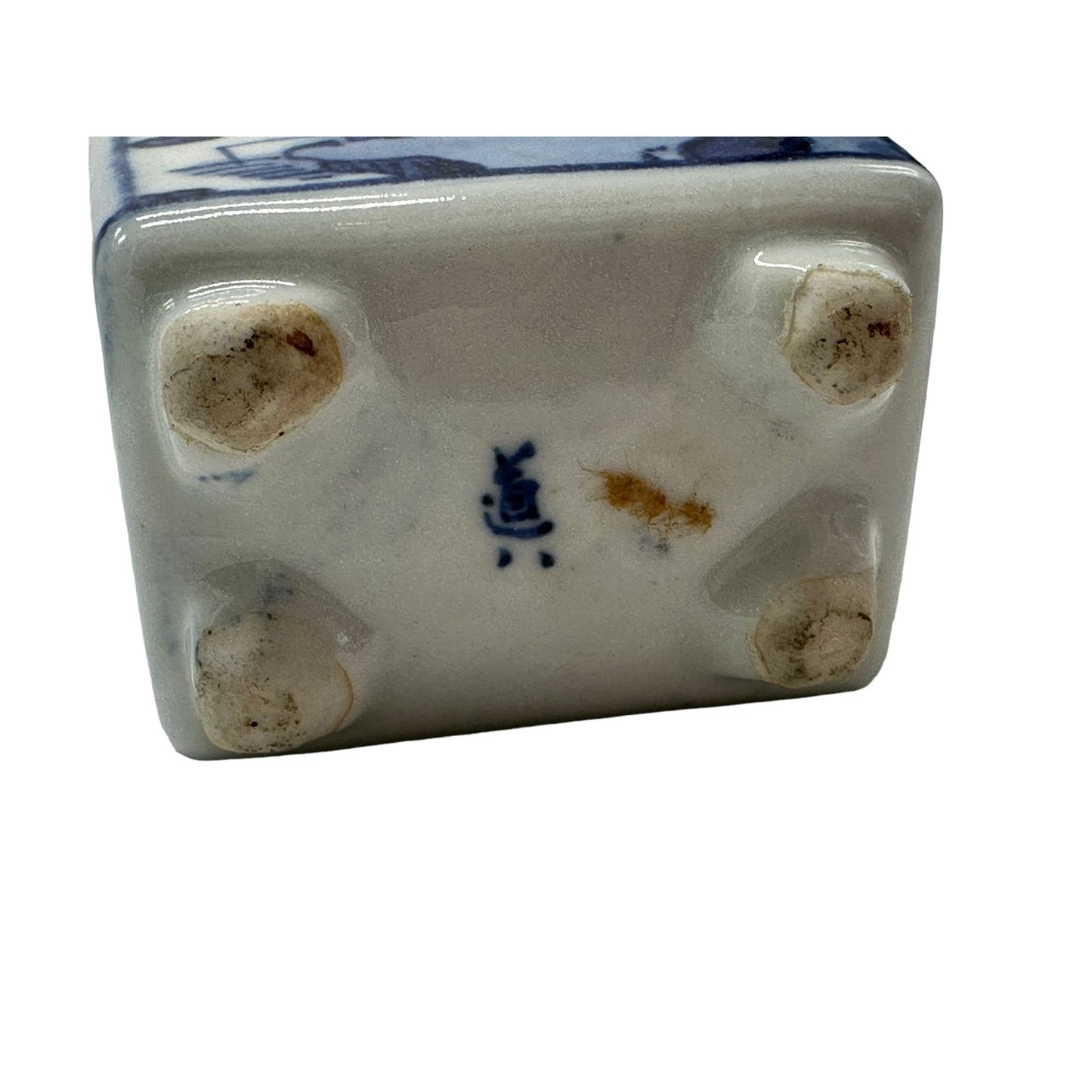 Vintage Chinese Blue & White Porcelain Incense Burner Lidded Rectangular Design