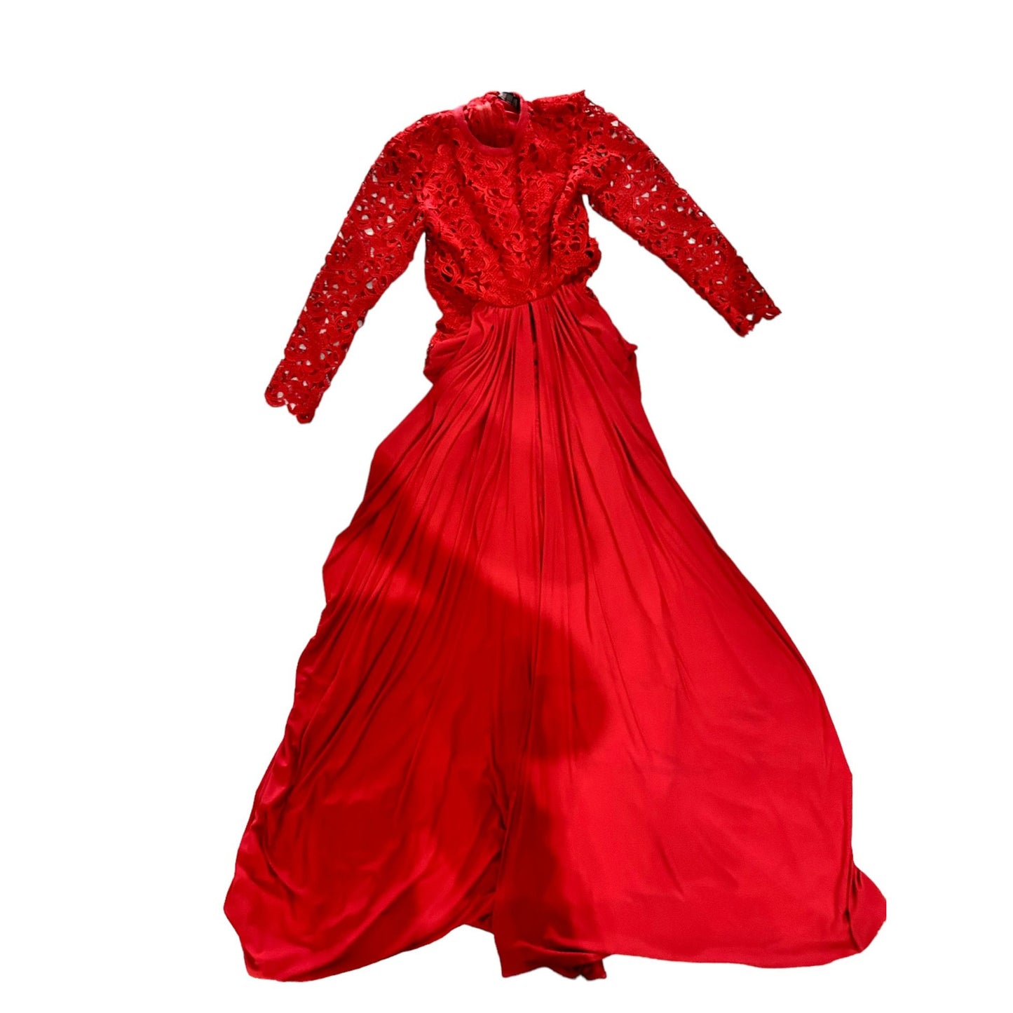 Ejiro Amos Tafiri Red Lace Drape Gown