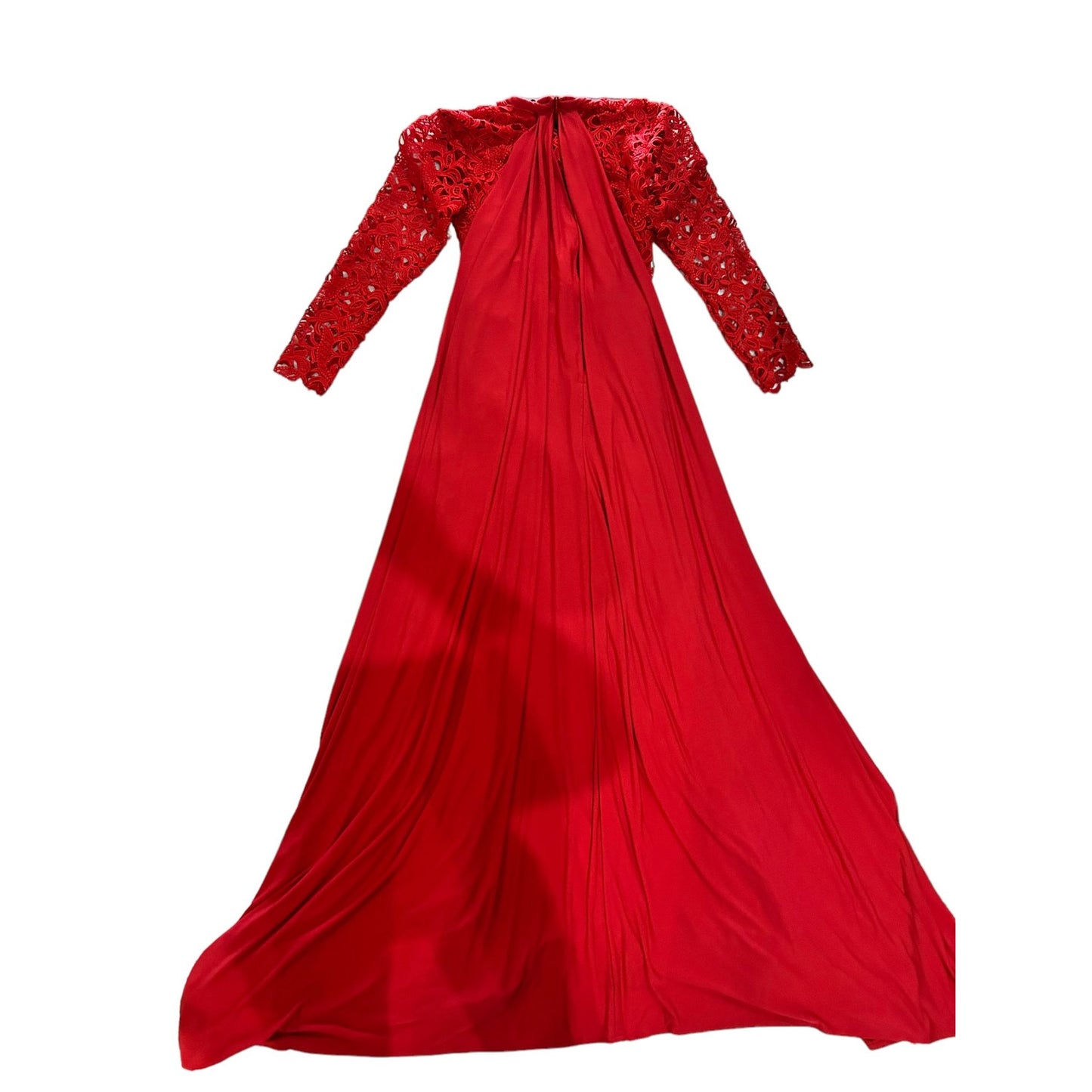 Ejiro Amos Tafiri Red Lace Drape Gown