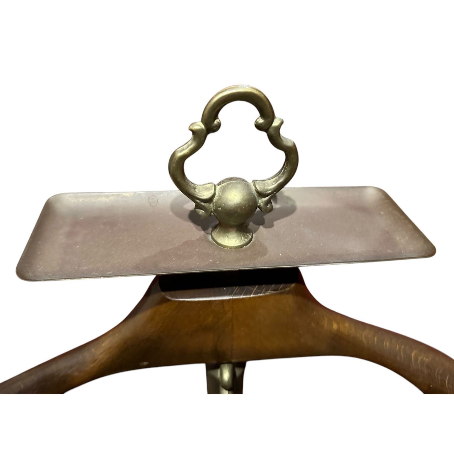 Vintage Brass & Wood Gentleman’s Butler Stand Brown