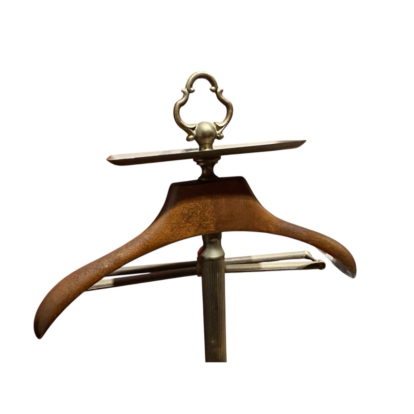 Vintage Brass & Wood Gentleman’s Butler Stand Brown