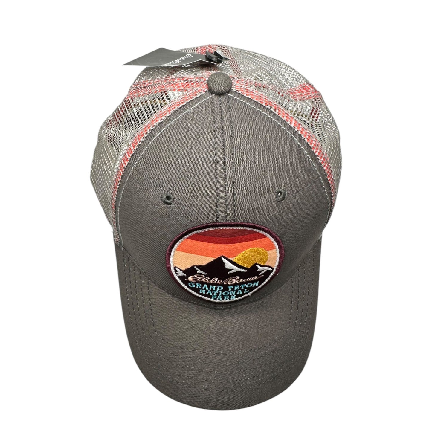 Eddie Bauer Grand Teton National Park Trucker Hat Unisex One Size Mesh Back Gray Cinder