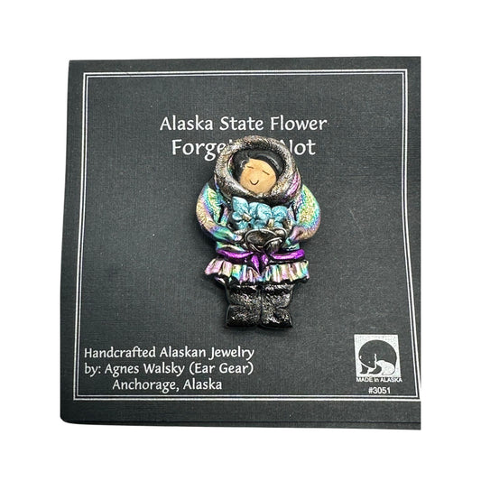 Handcrafted Alaskan Forget-Me-Not Pin By Agnes Walsky