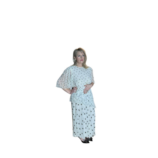 Hanae Mori Womens Puff Sleeve Western Dress Polka Dots Size 4 100% Polyester