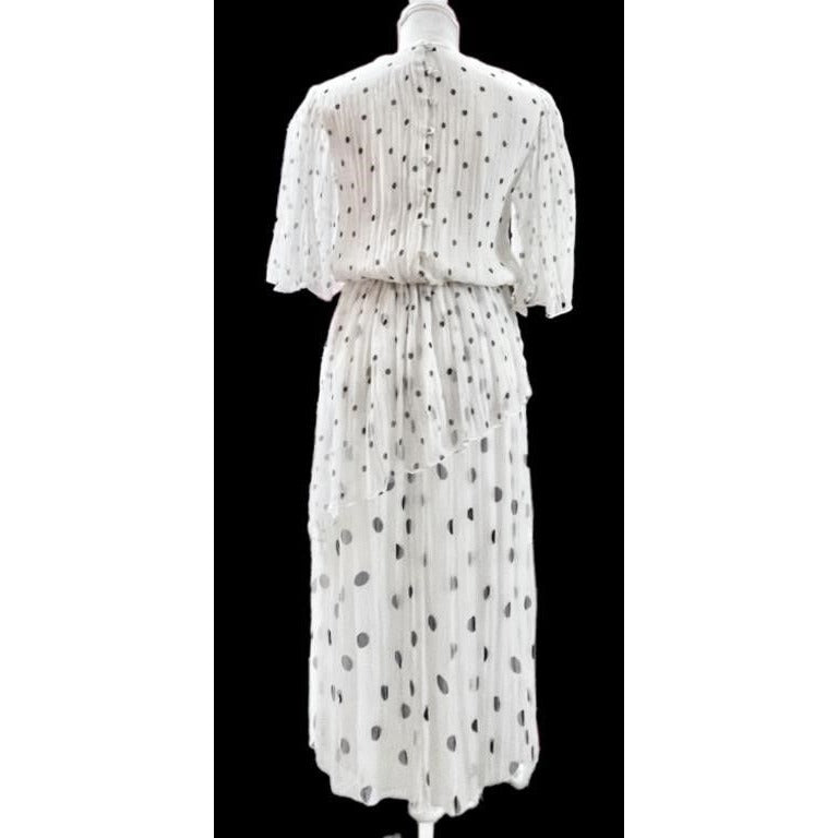 Hanae Mori Womens Puff Sleeve Western Dress Polka Dots Size 4 100% Polyester