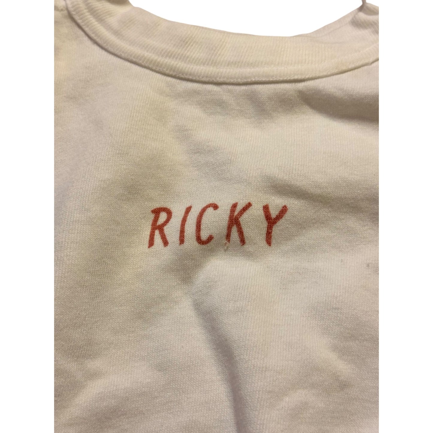 Vintage Childs Pullover White Sweatshirt With "Ricky" Print