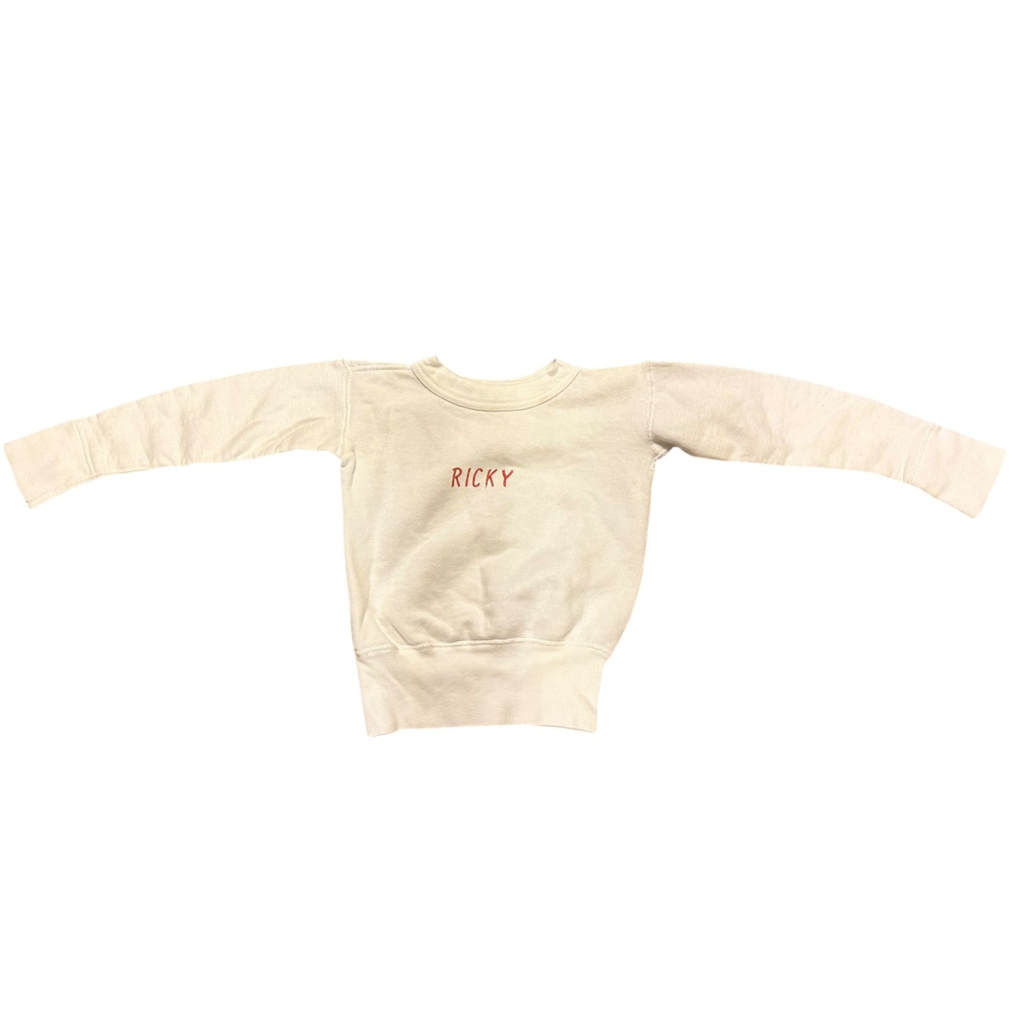 Vintage Childs Pullover White Sweatshirt With "Ricky" Print