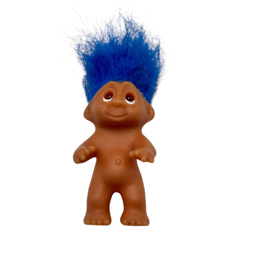 Vintage 2001 DAM Denmark Troll Doll With Wild Blue Hair 5.5" Tall