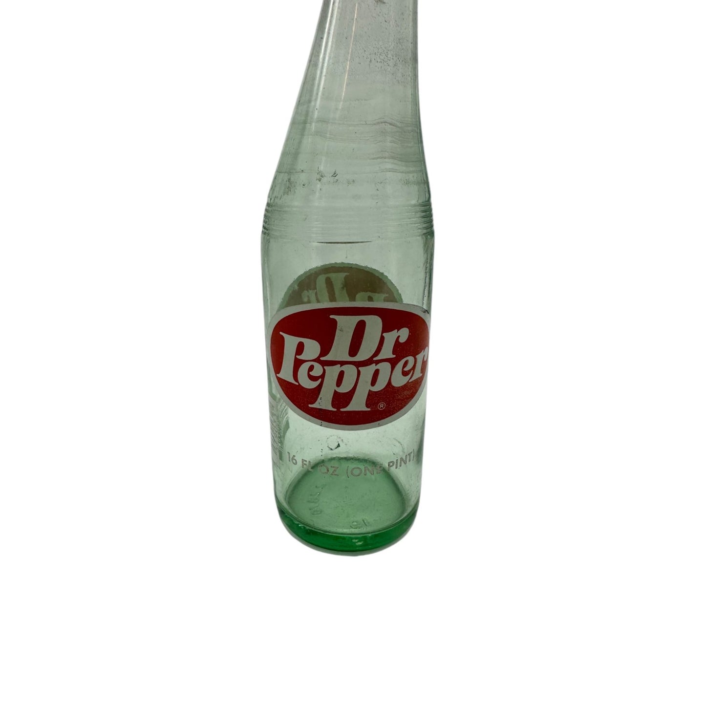 Vintage Dr Pepper Twisted Glass Stretch Bottle 16 Fl Oz Wavy Curved Soda Pop