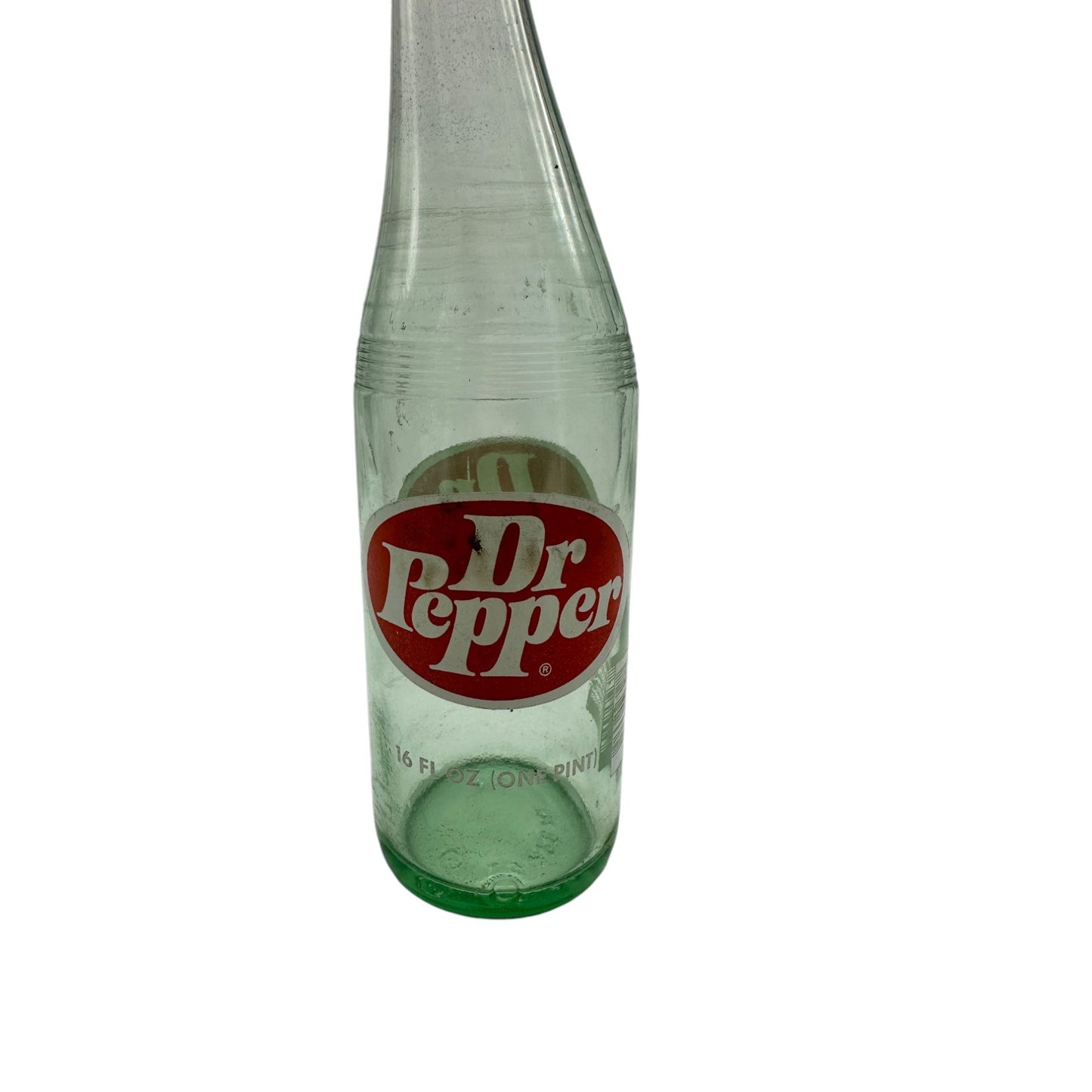 Vintage Dr Pepper Twisted Glass Stretch Bottle 16 Fl Oz Wavy Curved Soda Pop