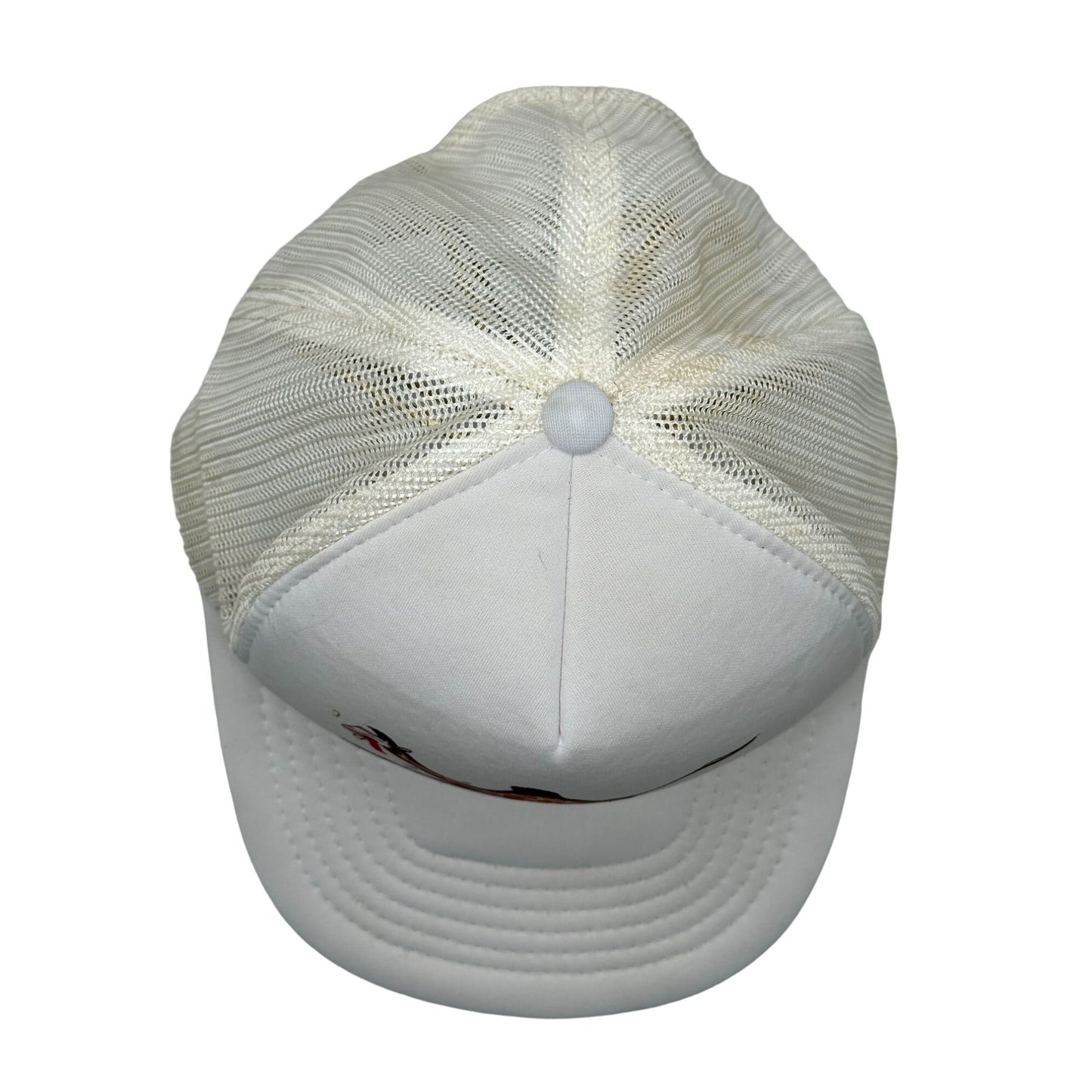 Vintage White Mesh Trucker Hat With Humpin To Please Camel Graphic & Adjustable Snapback