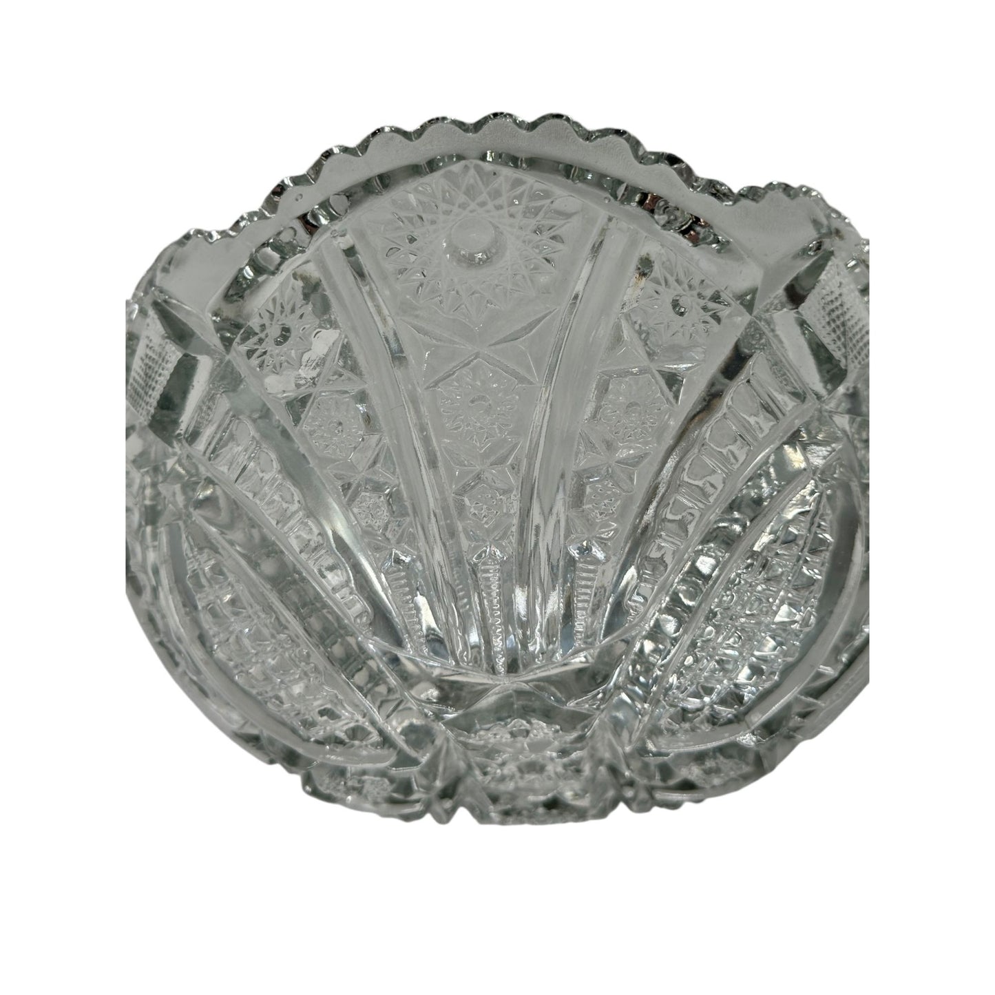 Vintage Clear Glass Brilliant Bowl With Intricate Cut Patterns